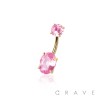 ROUND CZ TOP AND OVAL RADIANT CZ PRONG SET CZ 316L SURGICAL STEEL NON DANGLE BELLY RING